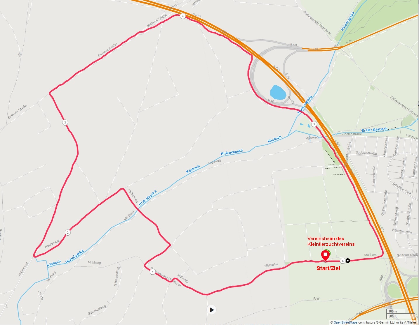 Streckenverlauf Hochheimer Weinbergslauf mit km Karte openstreet SZ