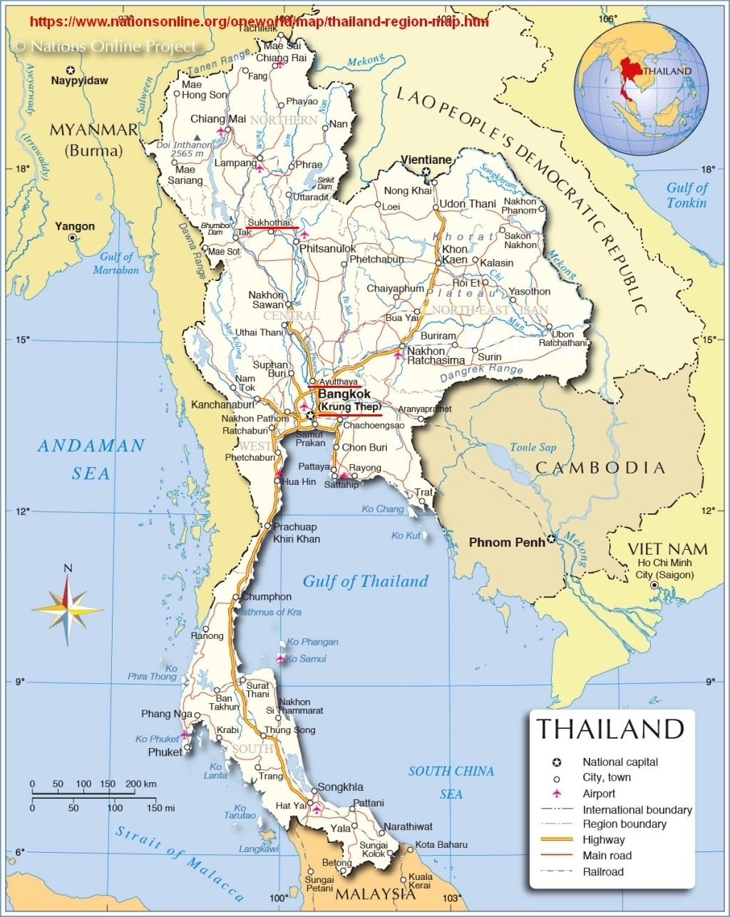 Karte Thailand  